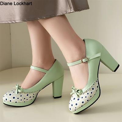 Mode Lolita Schuhe Damen Oxford Pumps Niedliche Plateau High Heels Retro Vintage Schuhe für Damen Mary Janes Runde Zehen Knöchelriemenschuhe