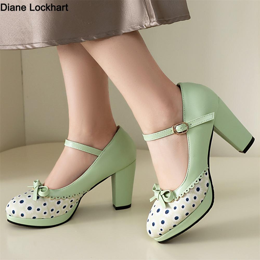 Fashion Lolita Shoes Women Oxford Pumps Cute Platform High Heels Retro Vintage Shoes for Women Mary Janes Round Toe Ankle Strap Shoes
