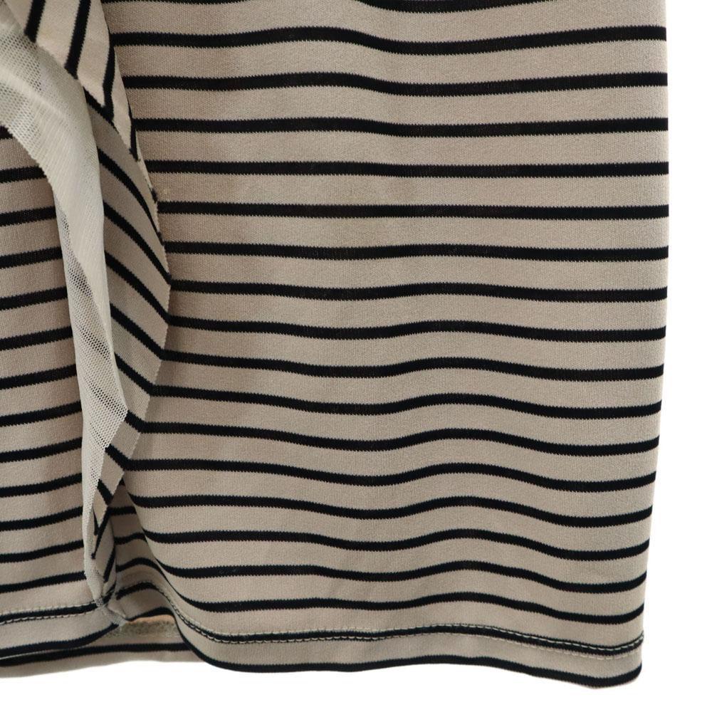 IMPRESSION Border Pattern Five-quarter sleeve one piece 36 beige Women Used