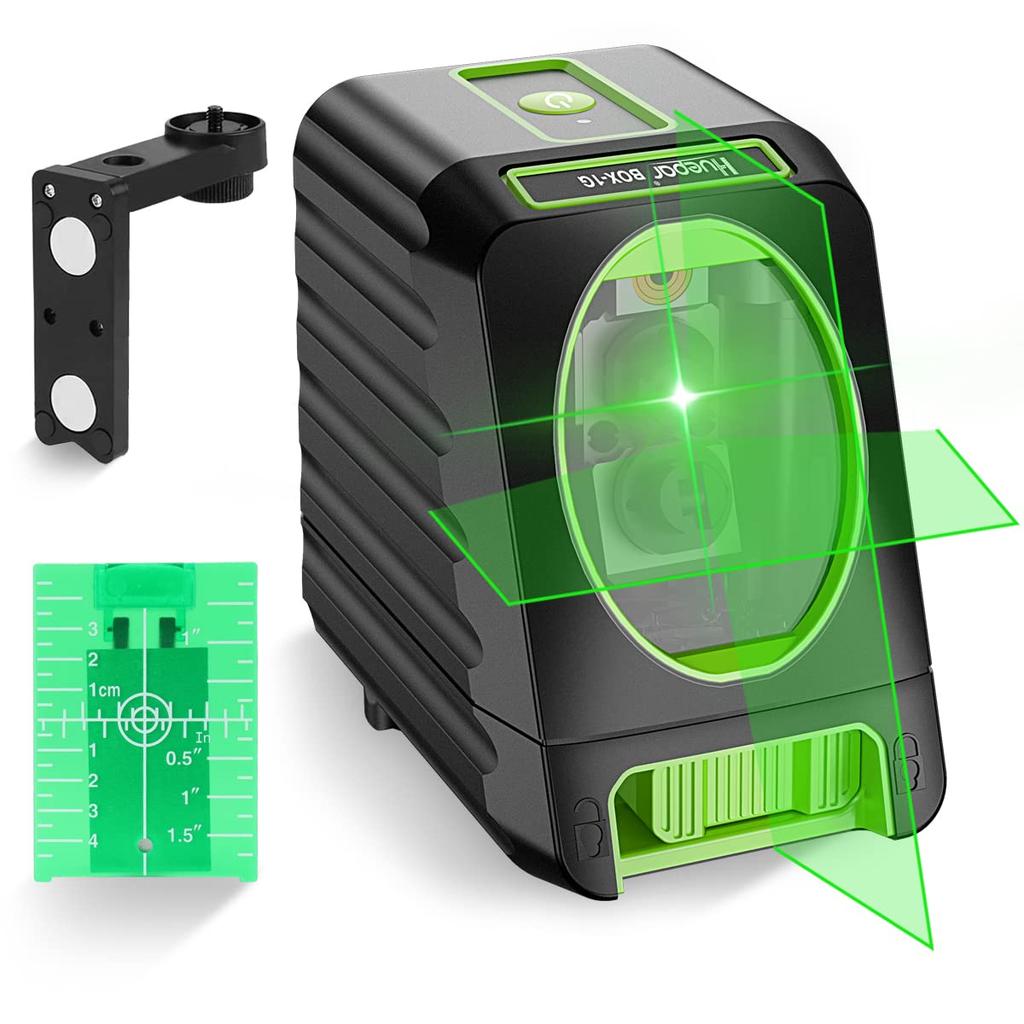 Huepar Green Laser Level with Cross Green Automatic Tilt Line Output Mini Line Receiver Magnetic Base Included BOX-1G 2-Line Line, Laser, Correction,