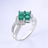 Naturgrüne Achat Quadrate Edelsteine Ring für Frauen 925 Sterlingsilber Schmuck Elegant Schönes Geschenk