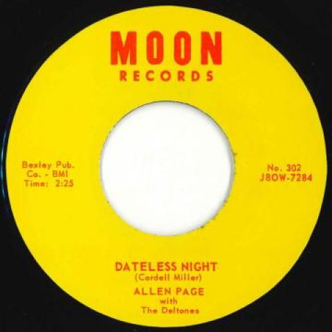 7inch Record ALLEN PAGE, THE DELTONES - Dateless Night 302 Moon Records 1958 UK Rock