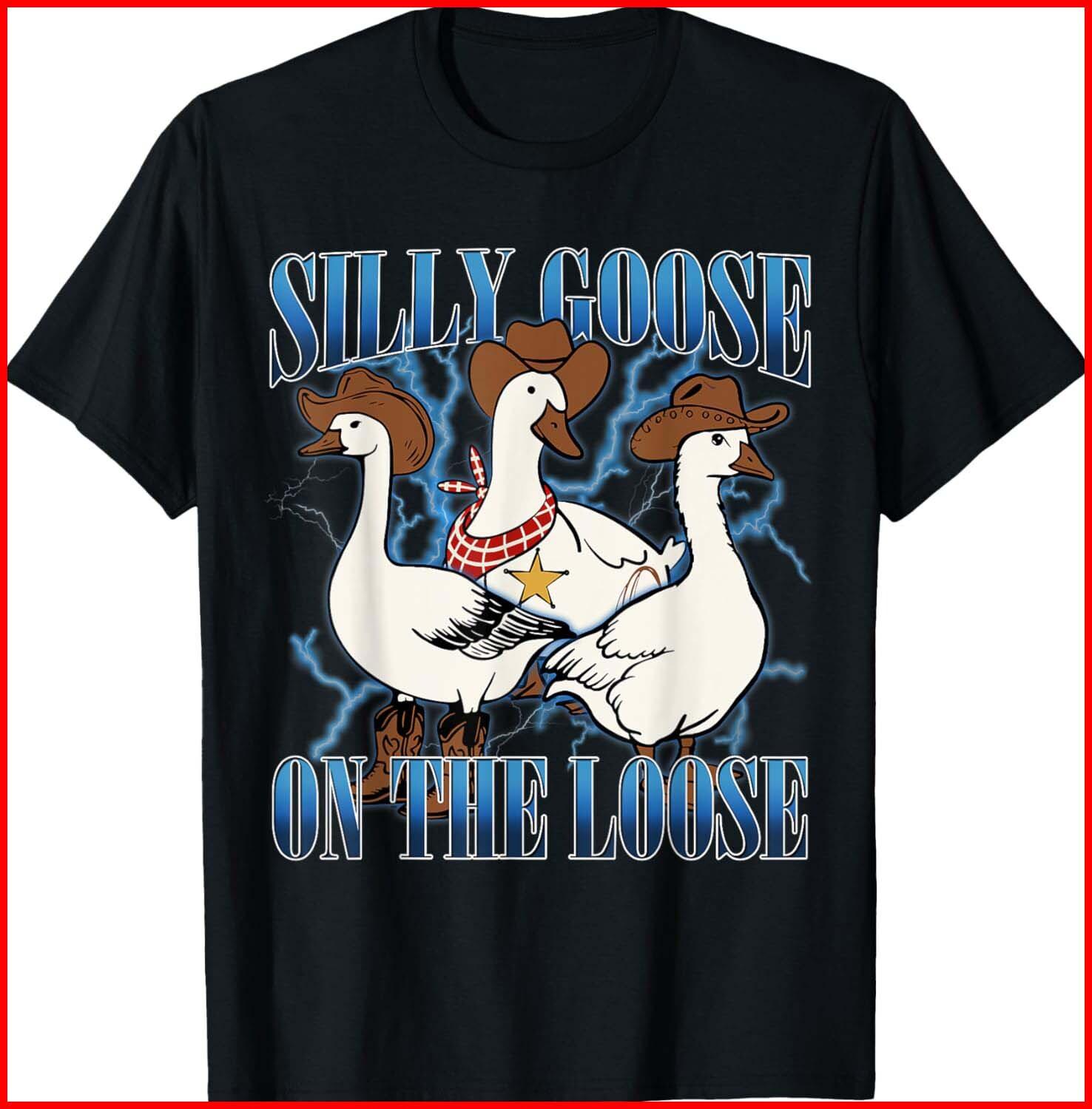 Silly Goose On The Loose Retro Groovy Silly Goose Club black T-Shirt S-5XL S