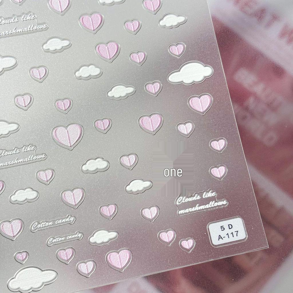 5D Embossed Pink Heart & Sweet Rabbit Nail Art Stickers 3D Decorative Ornaments