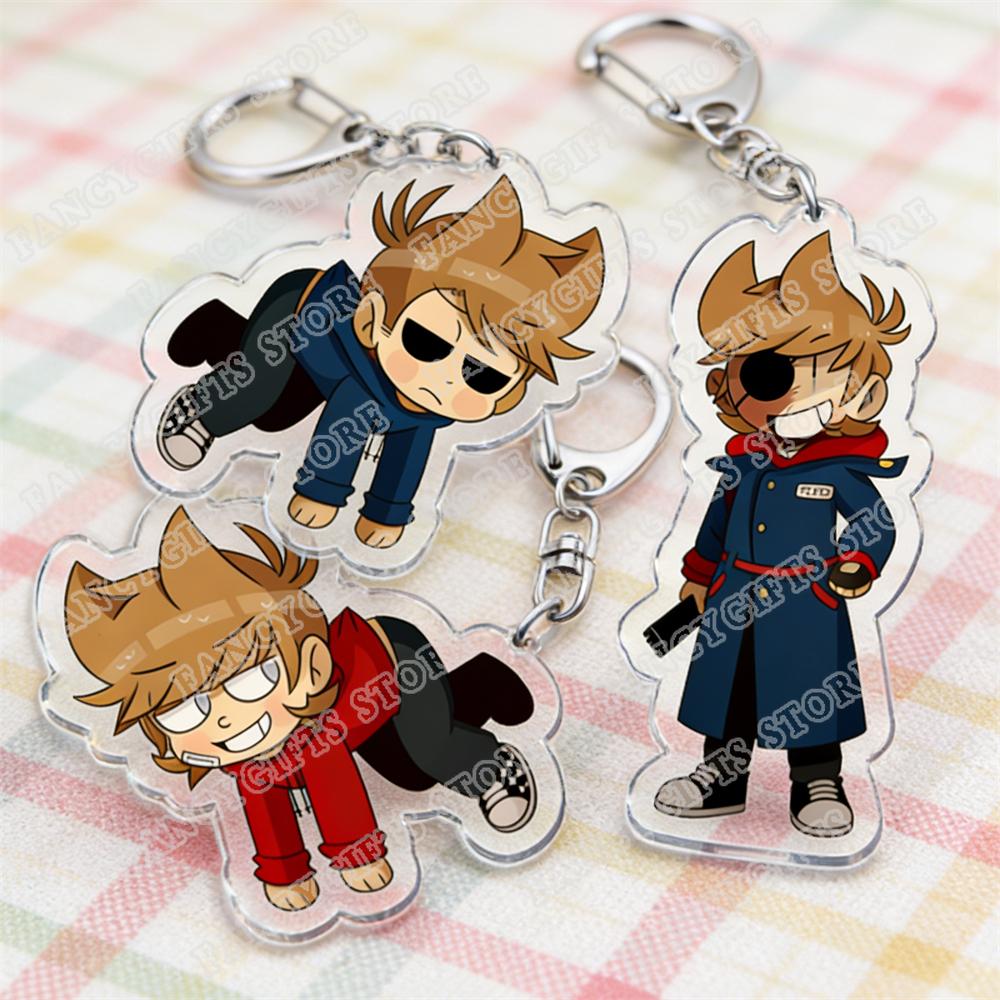 Popular Eddsworld Tord Keychains for Accessories Bag  Anime Comic Ringo Edds Meme Keyrings Jewelry Gamers Fans Friends Gifts