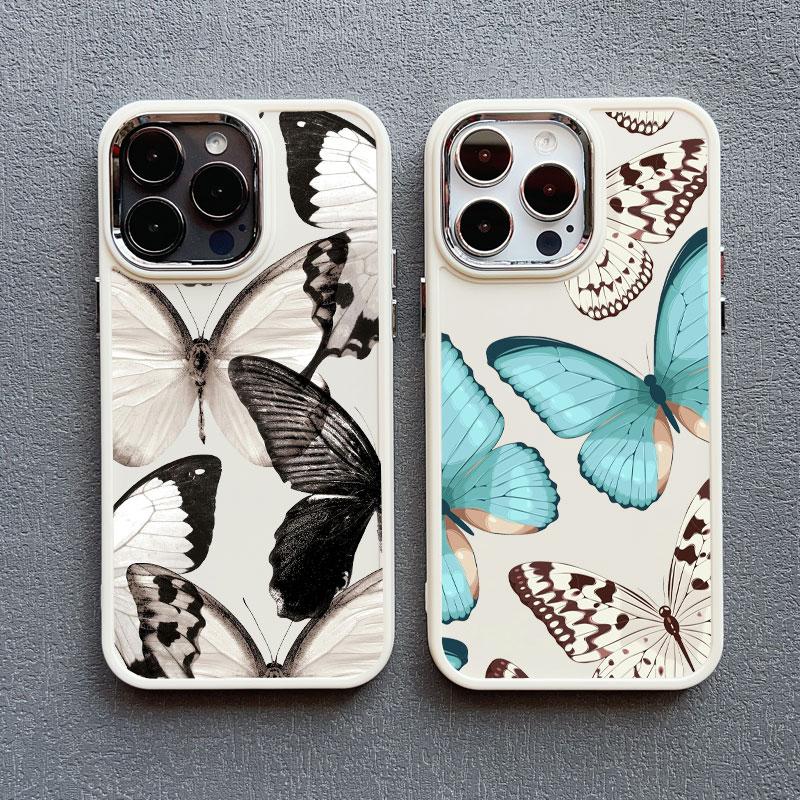 Animal Chromatic Colour Butterfly Print Silicone Phone Case For iPhone 13 12 Mini 11 Pro Max 16 15 14 Plus Pro Max XR XS X Cover