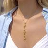 Multi Zircon Geometric Tassel Necklace for Women Sun Moon Splicing Pendant Stainless Steel Necklace Daily Wear Jewelry Gift