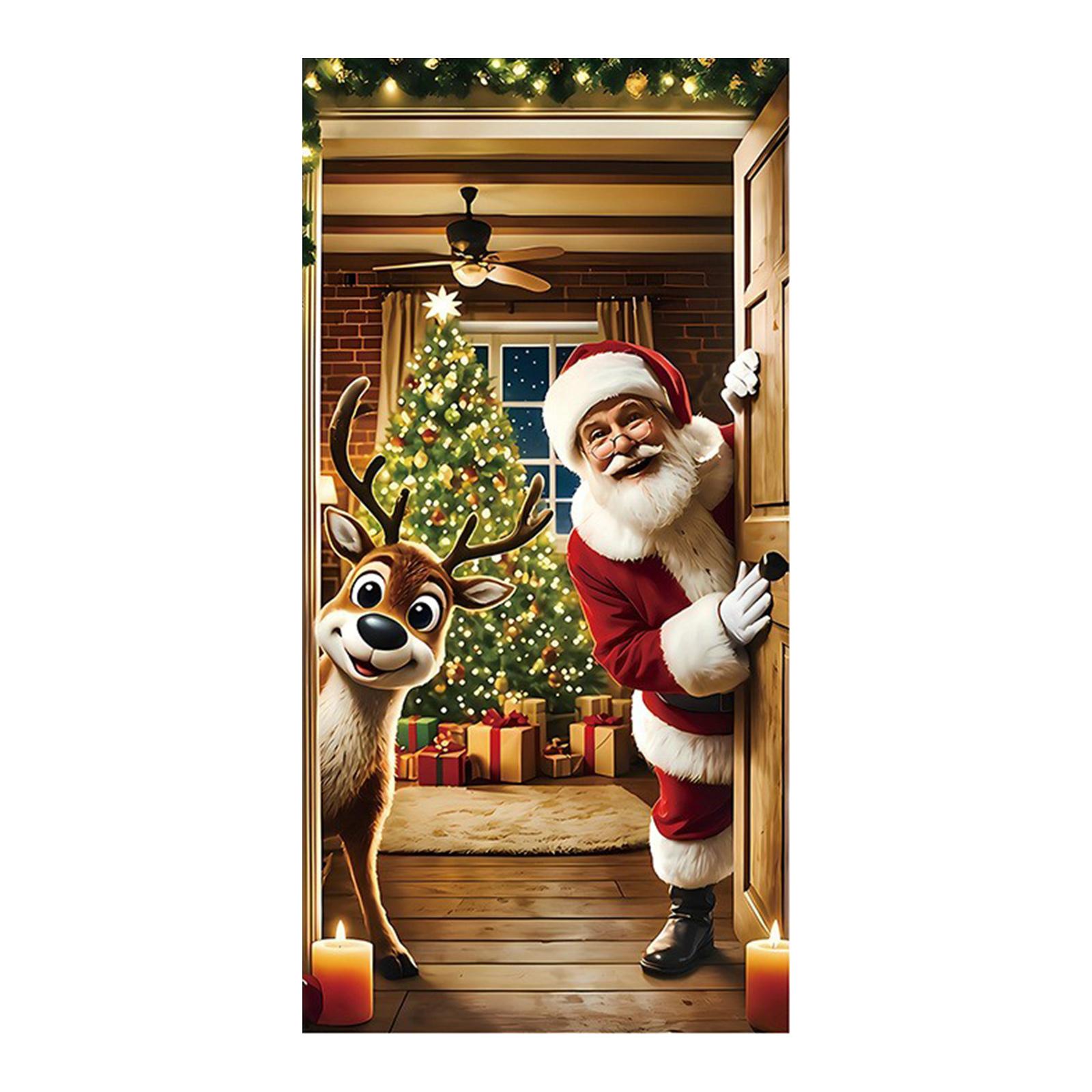 

Рождественский чехол на дверь Рождественский 2D баннер на дверь Вечеринка Вечеринка Украшение Баннер One Size