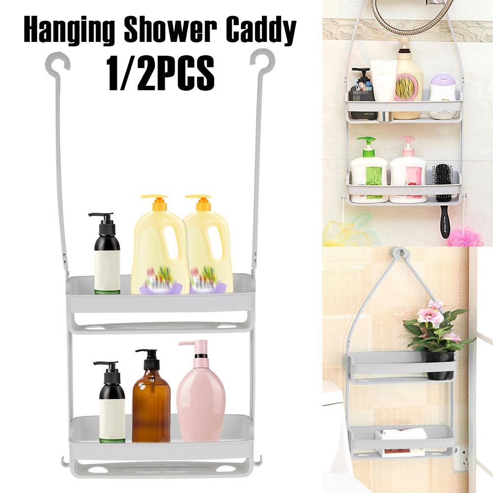 1/2Pcs Hanging Shower Caddy 2 Layers Bathroom Storage Shower Organizer Holder Houseware Supplies Accessory for Mugs Shampoo Soap