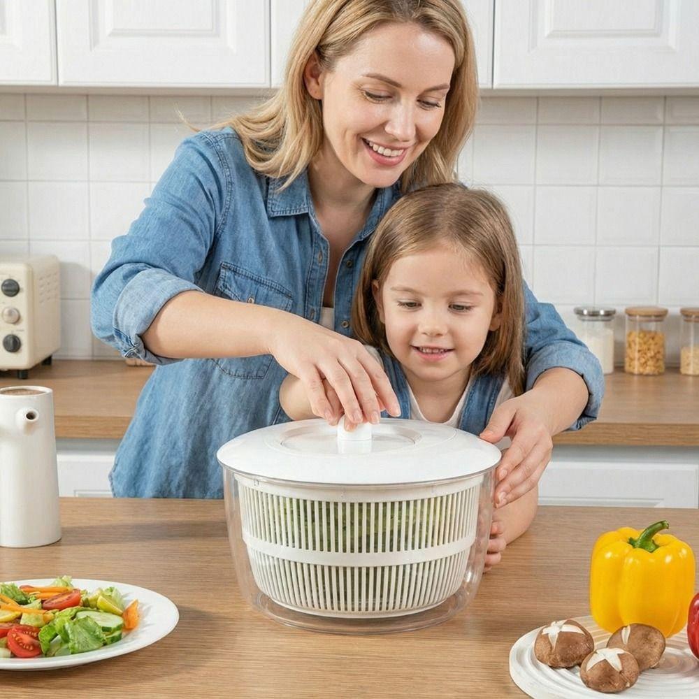 Large Capacity Vegetable Washer Dryer Plastic Salad Dryer Practical Fruit Drain Basket  Kitchen