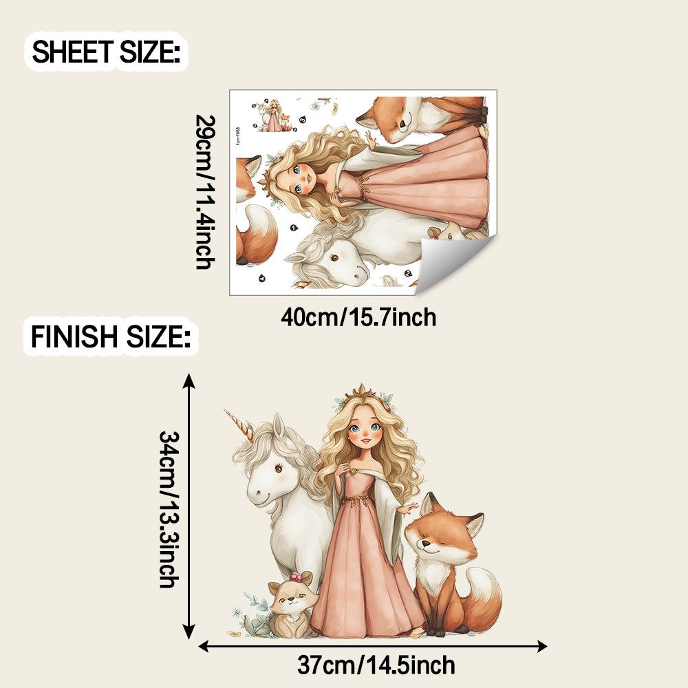 

Мультяшная принцесса и милая девочка с маленьким животным, декоративные наклейки на стену для спальни, детской комнаты