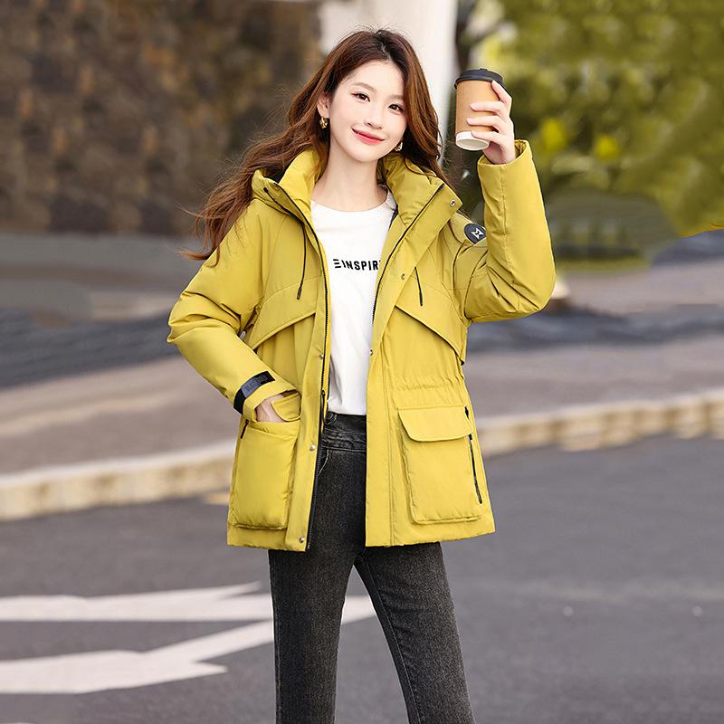 Cotton jacket padded clothes women's winter new slim-fitting waist hooded warm tooling padded jacket