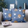 1 Pieces Cute Puppy Patterned Blue Checkered Pillowcase Polyester Pillowcase, Sofa Decorative Cushion Cov Headboard Pillow