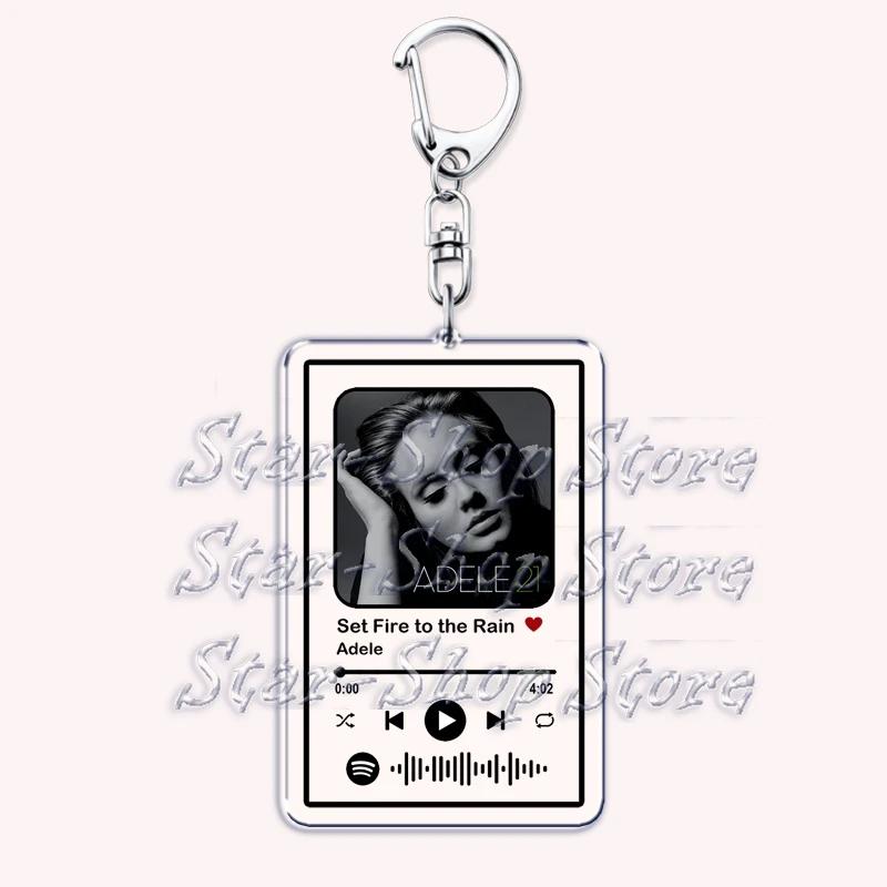 

Hot Singer Music Keychains for Women Bag Accessories Someone Like You Easy on Me Hello Playlist Keying Jewelry Fans Friend Gifts
