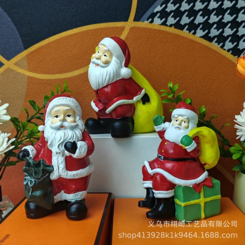 Santa Claus Toys Resin Ornaments Room Living Room Christmas Decorations Holiday Gifts