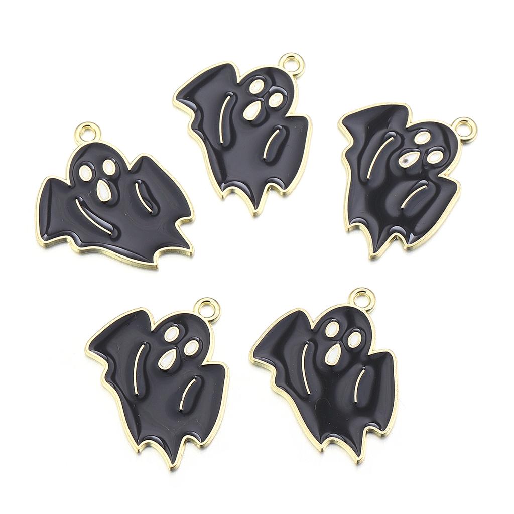 10pcs Halloween Charms Creepy Alloy Enamel Ghost Skull Pumpkin Bat Charms Pendants For DIY Jewelry Making Necklace Accessories