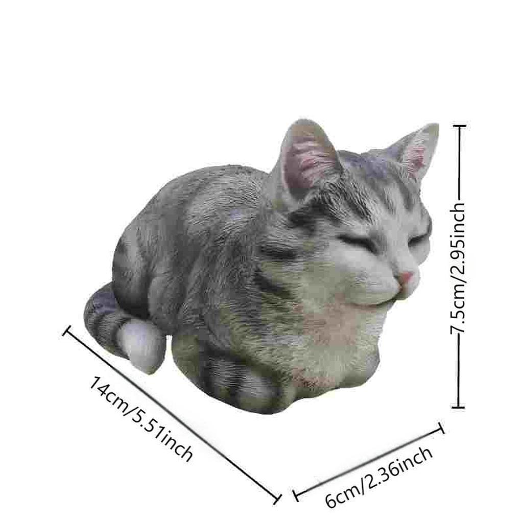 Kitty Figurine Realistic Novelty Modern Cute Sleeping Cat Statue Resin Animal Statue for Home Garden Dining Room, Bookshelf