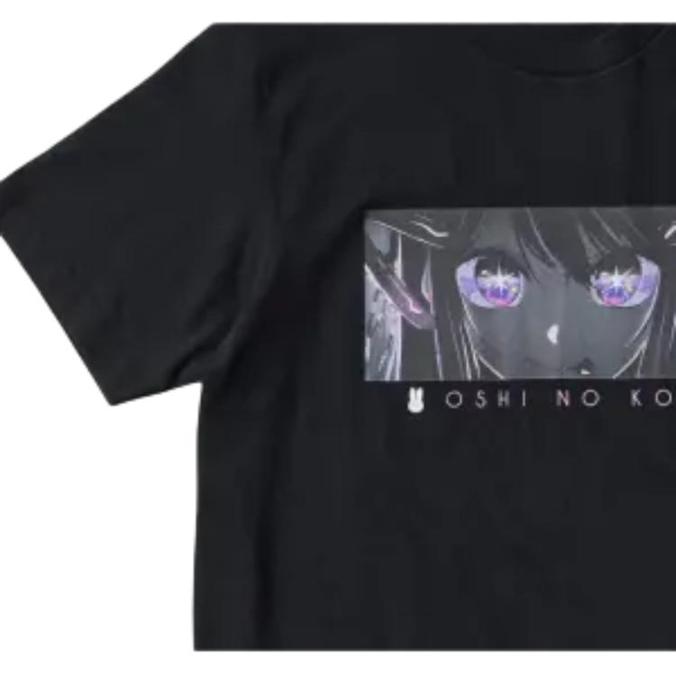 Uniqlo X Oshinoko Collaboration SS24 Versatile Minimalist Anime Print Crew Neck Short Sleeve T-Shirt Men Tops Black 473119-09