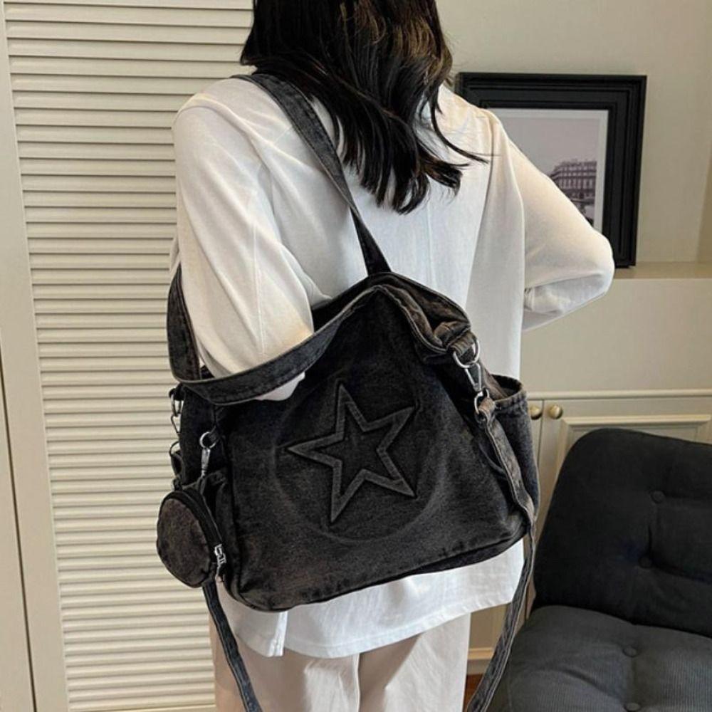Denim Messenger Bags Vintage Gothic Handbag Casual Women Tote Bags  Daily