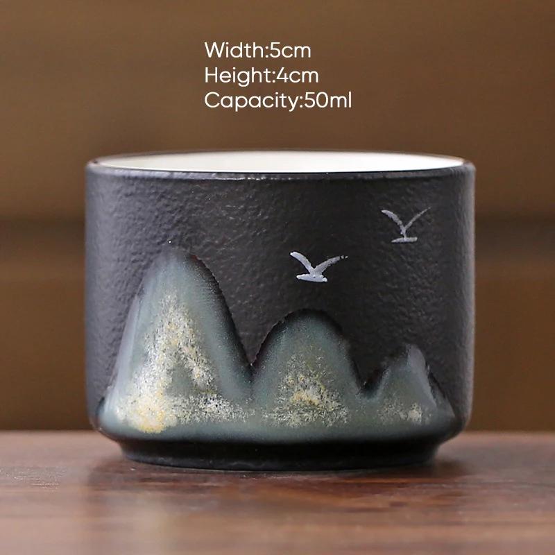 

1 шт., керамическая чашка для чая в китайском стиле «Горный кунг-фу», креативная керамика, чашки для эспрессо, фарфоровая кофейная чашка, чашка для послеобеденного чая 1pcs