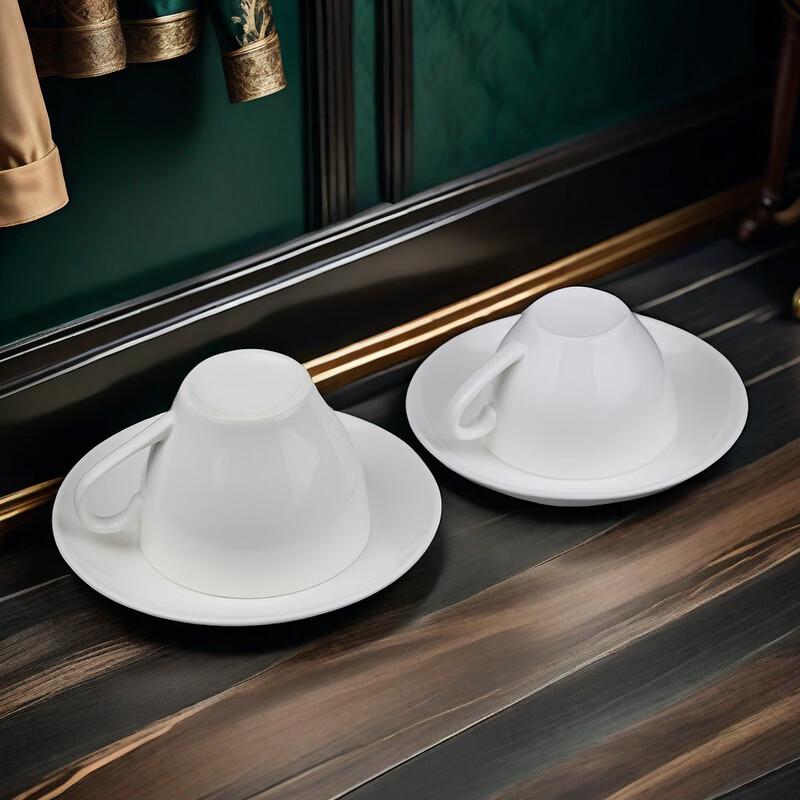 Shangqi White Ceramic Underglaze Coffee & Tea Cup Set