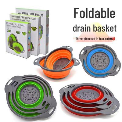 Ensemble de 3 passoires pliables: Panier d'égouttage de cuisine multifonctionnel pour laver les fruits et légumes