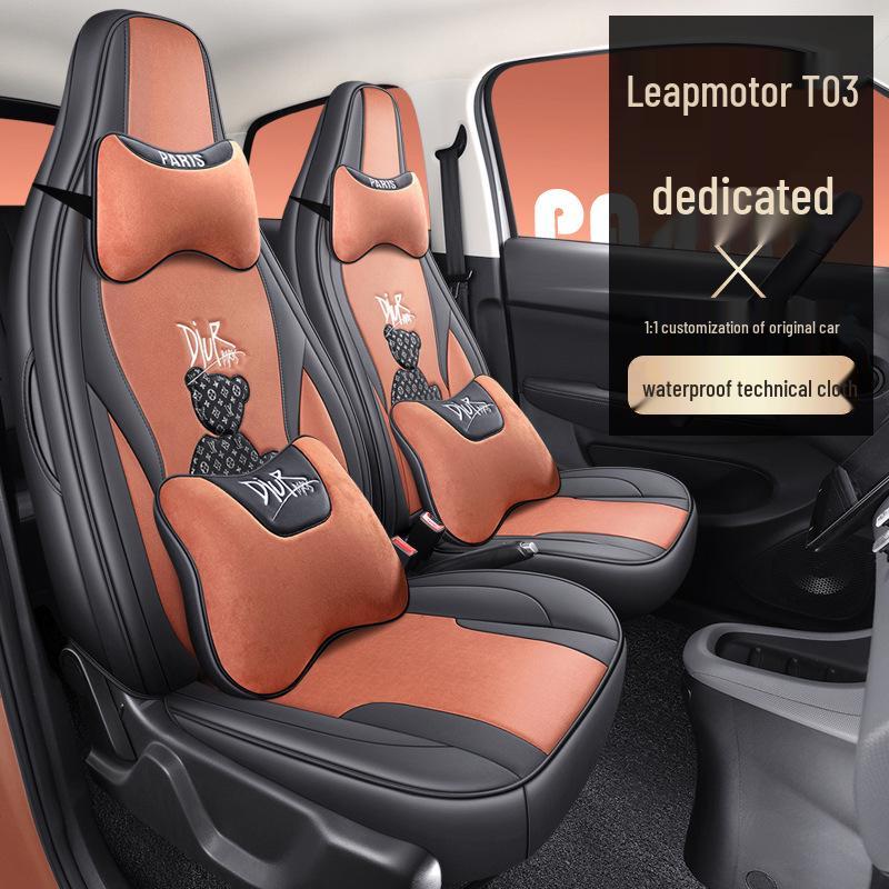Leapmotor T03 Universal Cartoon Car Seat Cover - Full Coverage, All-Season Tech Fabric.