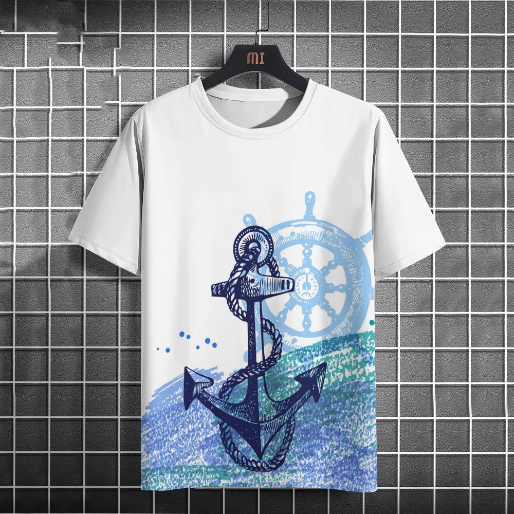 Summer Boat Anchor 3D Print T-Shirts Streetwear Men FashionCasual Oversized O-Neck Short Sleeved T Shirt Tees Tops Clothing
