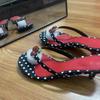 Fashion Cute Rhinestone Cherry Kitten Heel Design Brand Slippers Women Vintage Polka Dot Slide Sandals Sweet Comfort Clip Toe Flip Flops