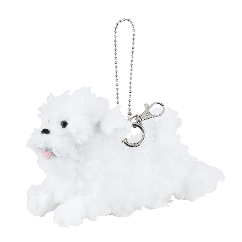 Livheart Bag Flappy Bichon Frise Cute Dog Charm, (Total Length Approx. 15.5cm), Keychain, 37251-11