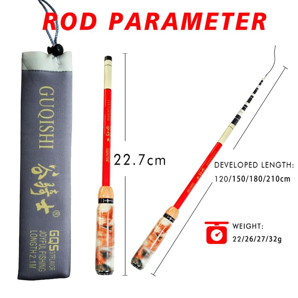 KHEALING Telescopic Fishing Rod, Lightweight, Ultra-lightweight, All-purpose Rod for Small Fish, Novel Minimum, Total Length 1.2m/1.5m/1.7m/2.1m, Fish