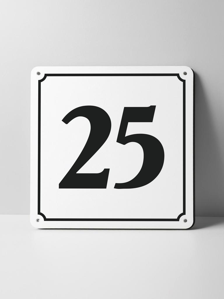 Metal Sign Black House Number On White Background Outdoor Wall Art Decor
