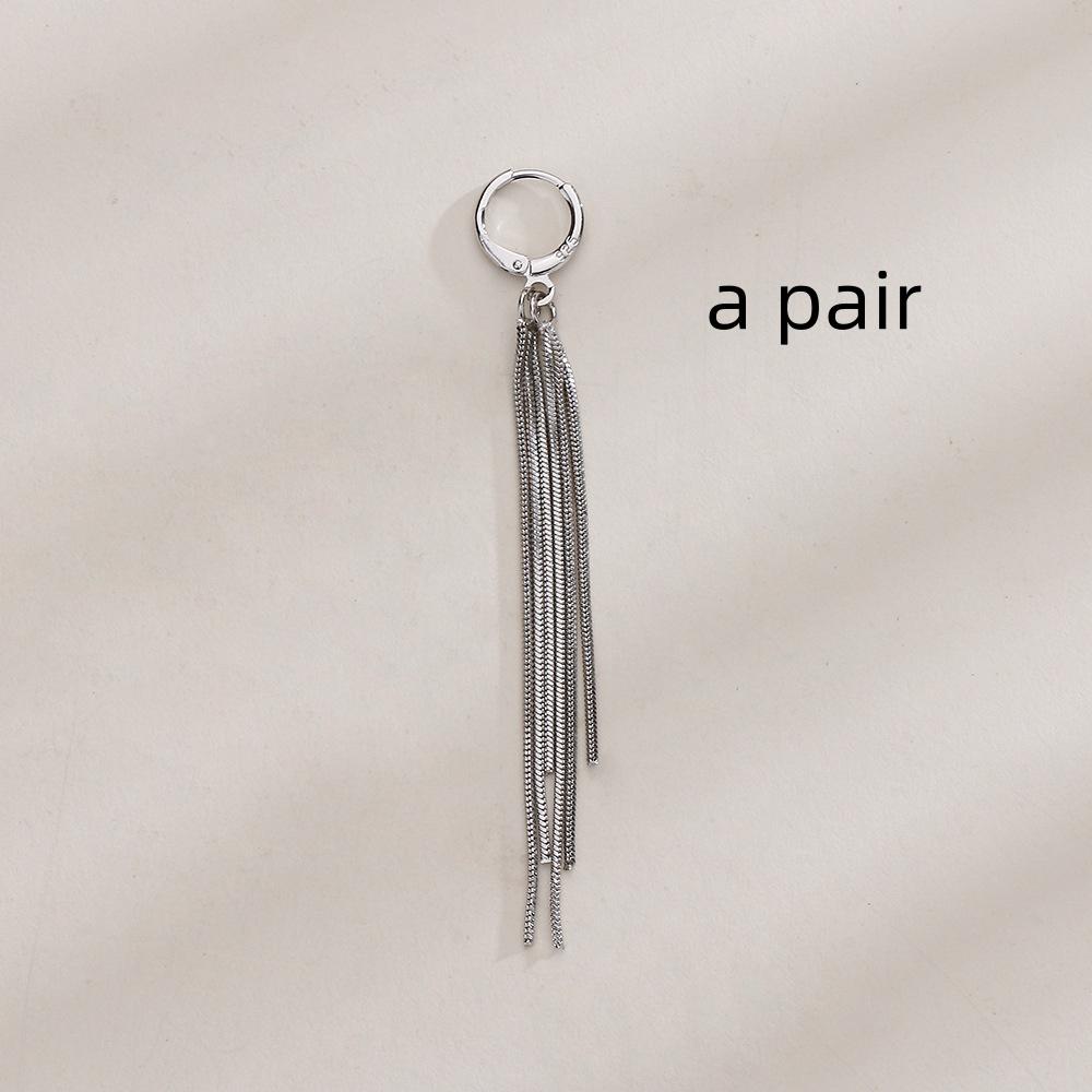 CIAXY Silver Color Long Tassel Snake Bone Chain Earrings Female Temperament Korean Fashion Ear Line New Jewelry