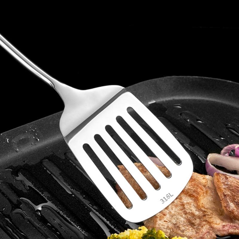 Utensili da Cucina in Acciaio Inossidabile Argentato Utensili da Cucina in Metallo con Manico Comodo Utensili da Cucina per l'Uso Quotidiano in Cucina