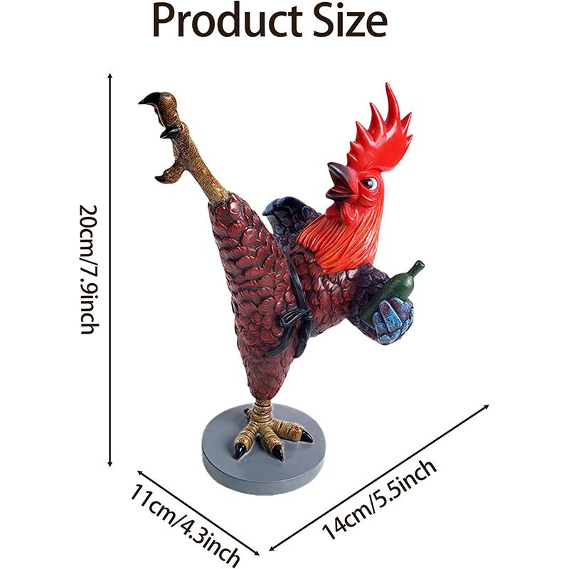 1 PCS Funny Resin Blue Kung Fu Drunk Chicken Statue Black Belt Office Desk Decor Home Shelf Collectible Art Figurine