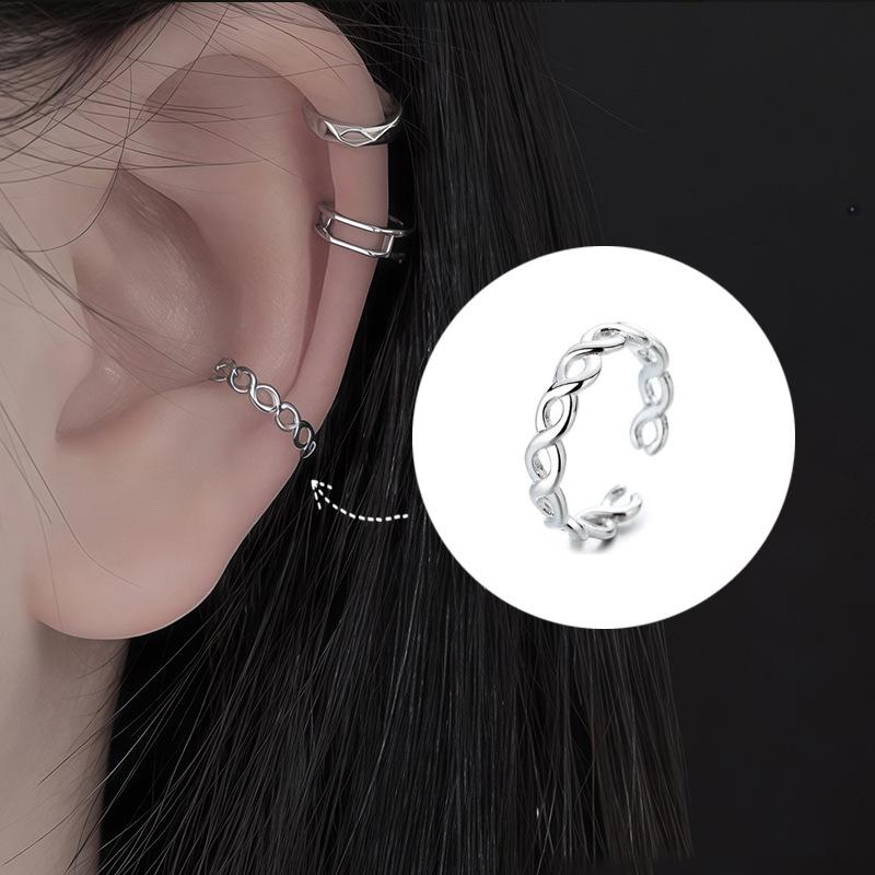 Luxurious Zircon Wave Cross Non-Pierced Ear Clips with Full Diamond Design for Women