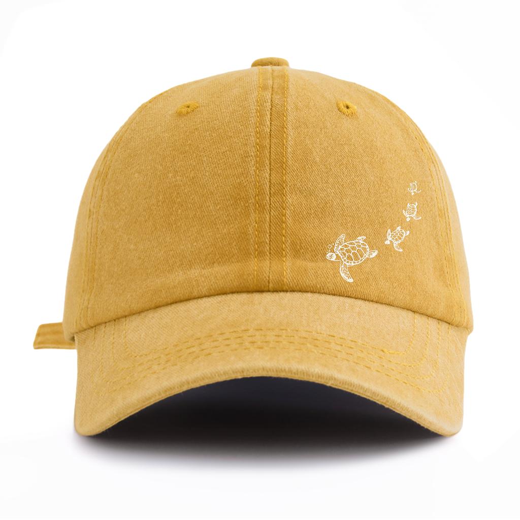 1 Stück gewaschene Baseballkappe mit Schildkrötenmuster für Erwachsene, minimalistischer Retro-Stil, lässige, weiche, verstellbare Dad-Kappe, perfekt als Geschenk