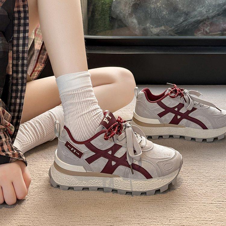 Inner Height Increase Dad Shoes Women's 2025 Autumn New Breathable Sports Shoes Versatile Platform Casual Sports Shoes Women's Tide