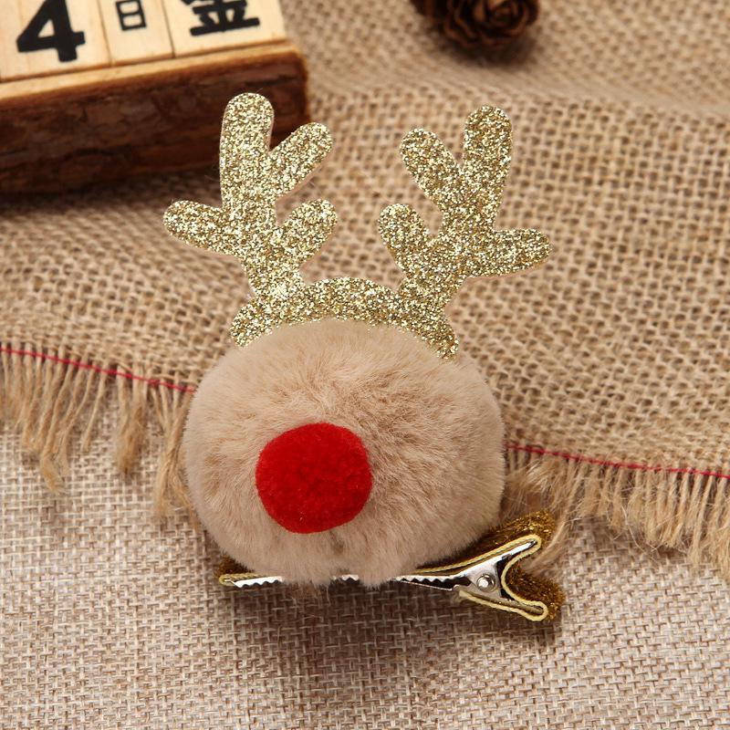 

Adorable Pom Pom Reindeer Christmas Hair Clips - Soft and Cute хаки