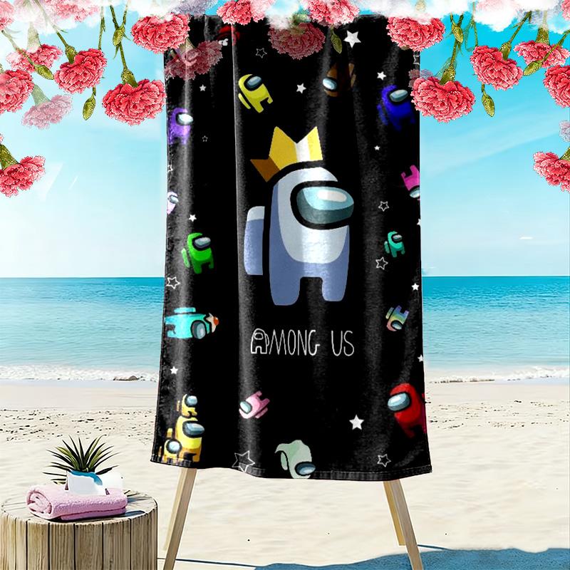 Among Us Print Strandtuch, Großes Weiches Schnelltrocknendes Handtuch für Strand Camping Schwimmen