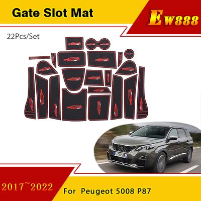 Anti-Rutsch-Türrillenmatten für Peugeot 5008 P87 2017–2022 2018, Gummi-Cup-Kissen, Schlitzloch-Pad, Autoaufkleber