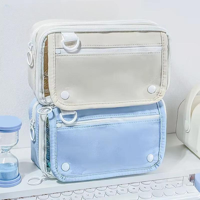 Korean INS Transparent Multi-functional Folding Pen Bag Simple Multilayer Student Stationery Pencil Case Back To School Supplies