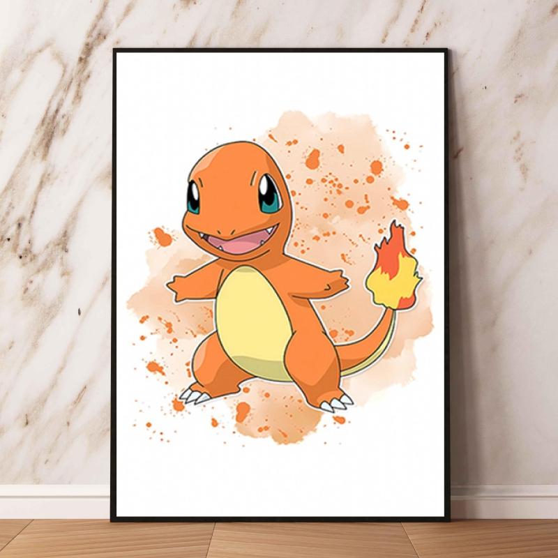 Canvas Art Watercolor Themed Walls Painting Pokemon Snorlax Comics Pictures Modern Home Waterproof Children Room Decor Gifts