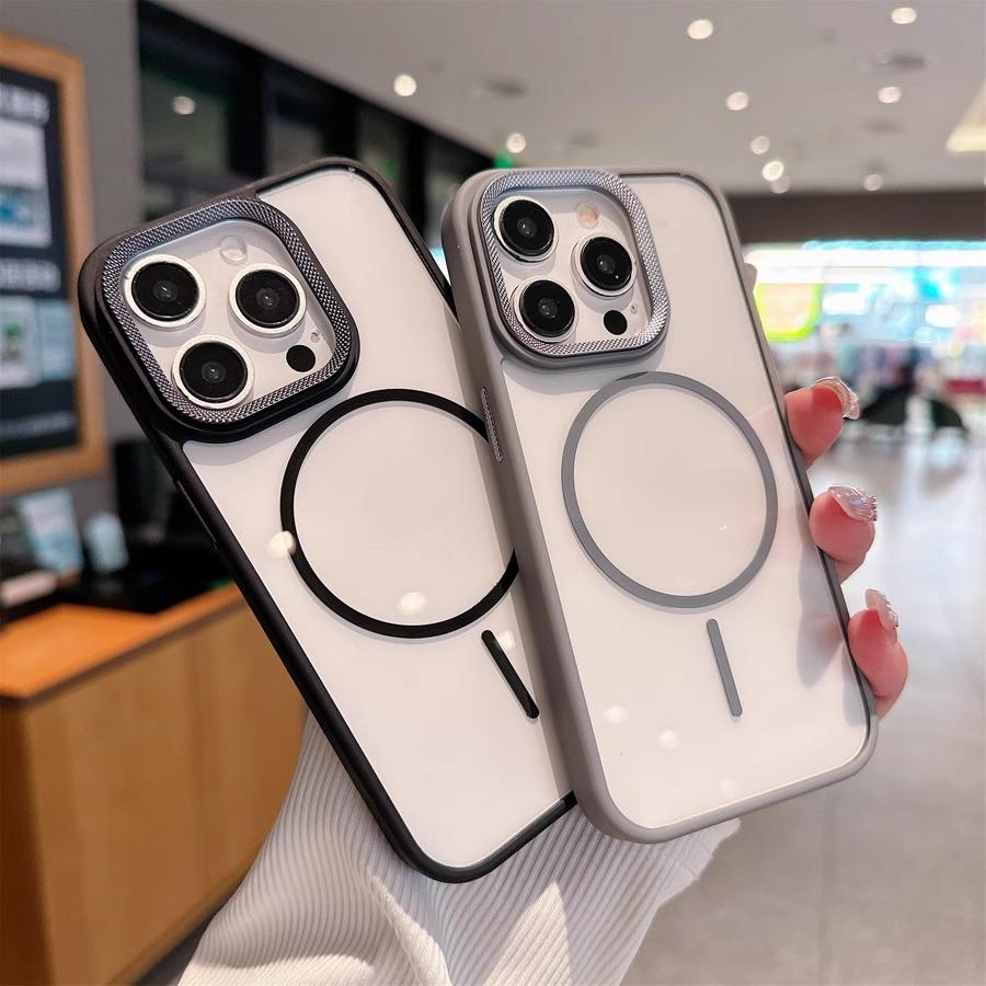 Passend für Apple 16 Hochdurchsichtiger Ring Magnetische Saug Handyhülle IPhone 15 Bohrmuster Linse PC Anti-Fall Schutzhülle