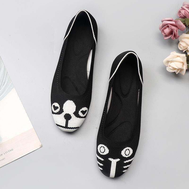 

Spring and autumn flying knitting single shoes Doudou shoes pregnant women round head flat bottom pointed head women knitting flying thread 40