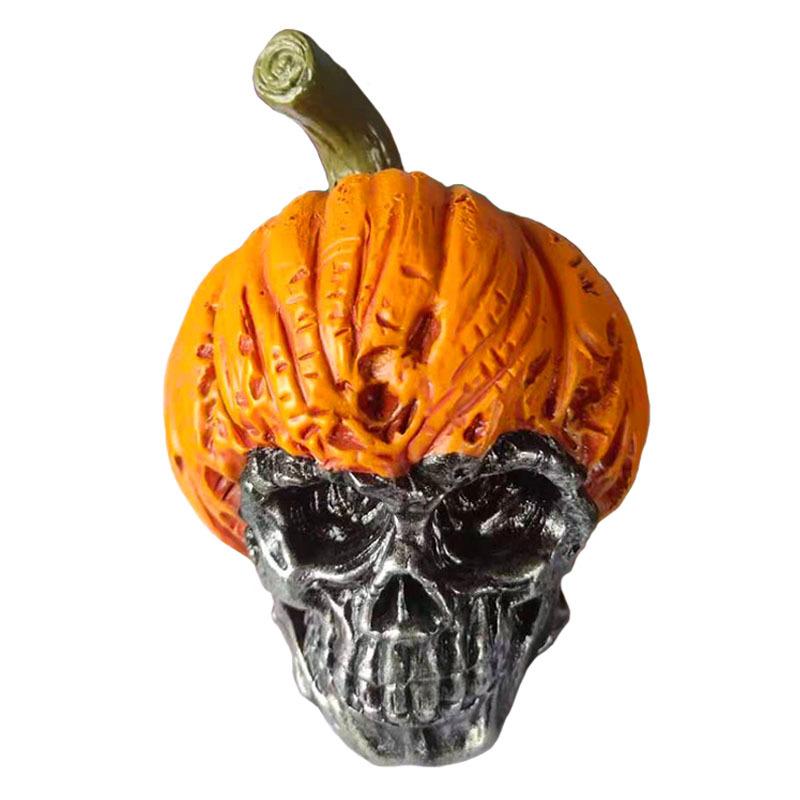 Evil Pumpkin Skull Halloween Pumpkin Decorations Outdoor Garden Resin Crafts