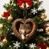 Heart-Shaped Animal Christmas Acrylic Forest Animal Decoration Ornament 2D Flat Woodland Pendant for Xmas Tree
