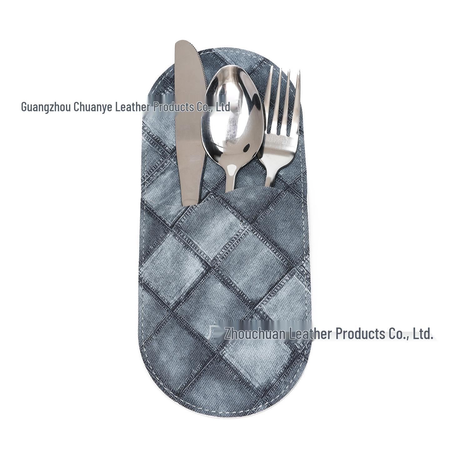 

Cross-border PU Leather Knife & Fork Storage Bag - Western Restaurant Tableware Organizer