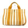HERMES Border with pouch Cannes PM Tote Bag Hand Bag Canvas yellow/White