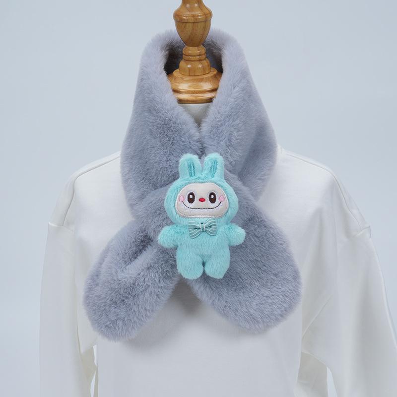 Plüsch-Winter-Schal im koreanischen Stil, Süßer und warmer Nackenschutz für Mädchen und Schülerinnen